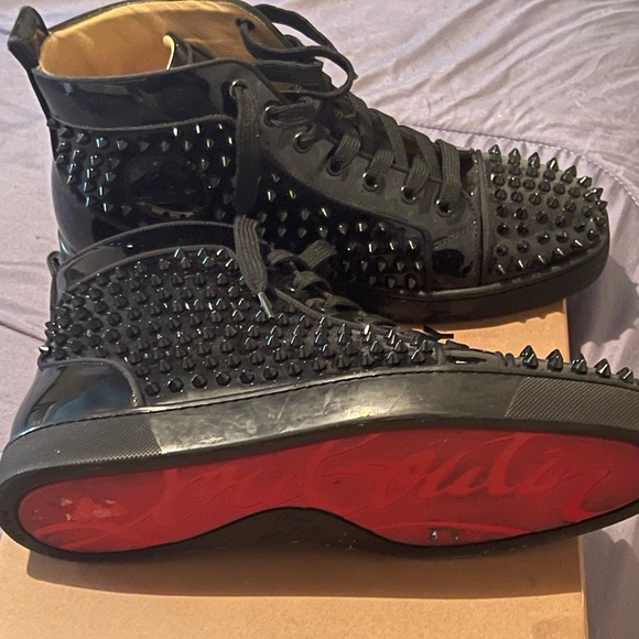 Christian Louboutin Black Louis Spikes Sneakers
